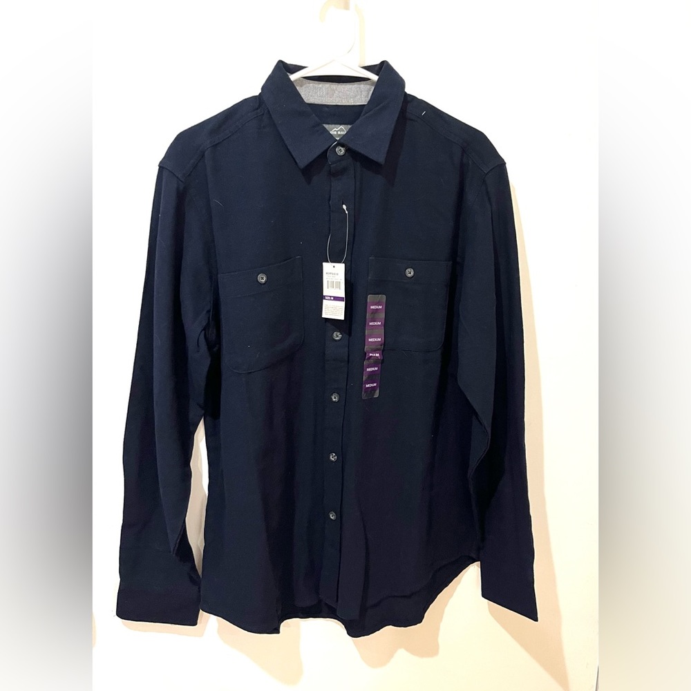 Eddie Bauer Navy Blue Long Sleeve 100% Cotton Button Down Shirt Adult Size M